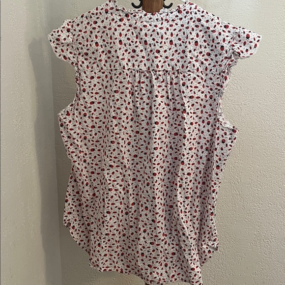 Loft ladybug ruffle cap sleeve top NWOT - Picture 5 of 5